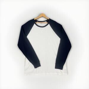 Old Navy Baseball Shirt Men’s XXL Navy Blue White Thermal Waffle Knit Athletic